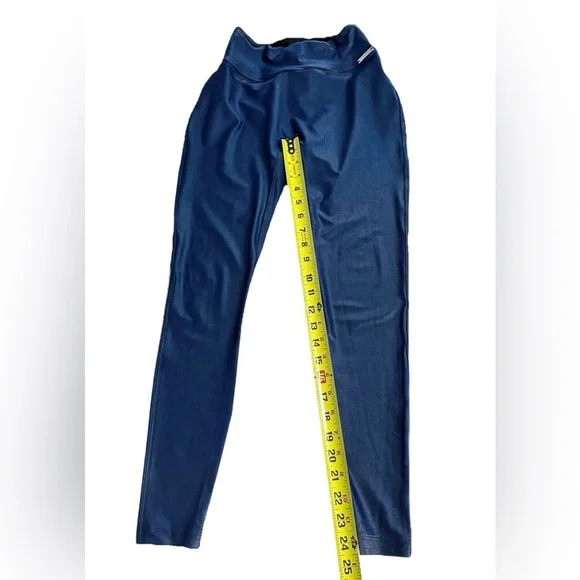 Bombshell Sportswear Blue Shimmer Leggings Size M Made in USA - Picture 10 of 13